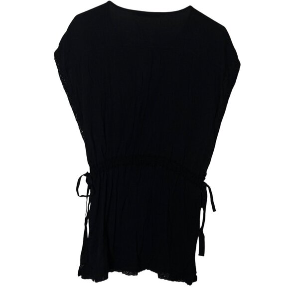 Abercrombie & Fitch Black Boho Lace Tunic Top XS/S Open Sides Tie Waist Coverup - Picture 3 of 6